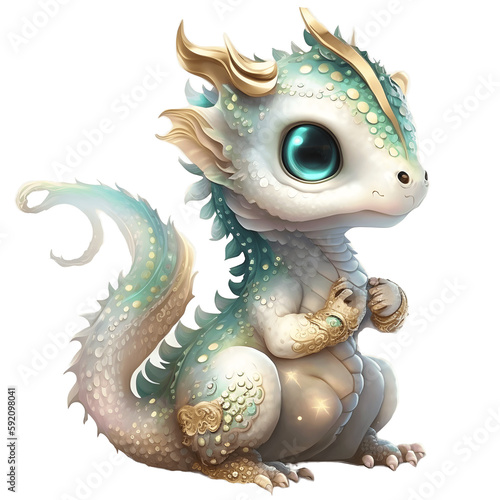 cute baby dragon isolated, generated with ai