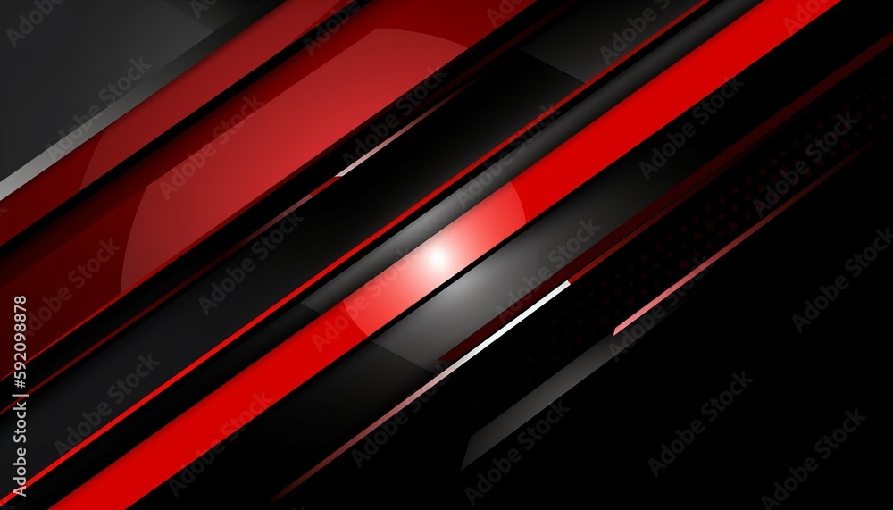 High contrast red and black glossy stripes. Abstract tech graphic banner design. Generative ai High contrast red and black glossy stripes. Abstract tech graphic banner design. Generative ai