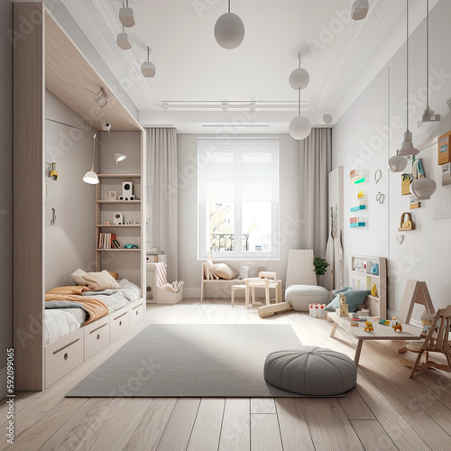 Uncluttered Childrens Room for Mid-Journey AI Inspiration © Maxim