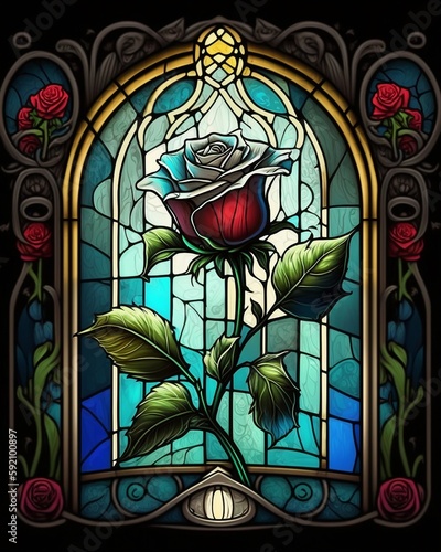 Rose stained glass flower made with ai