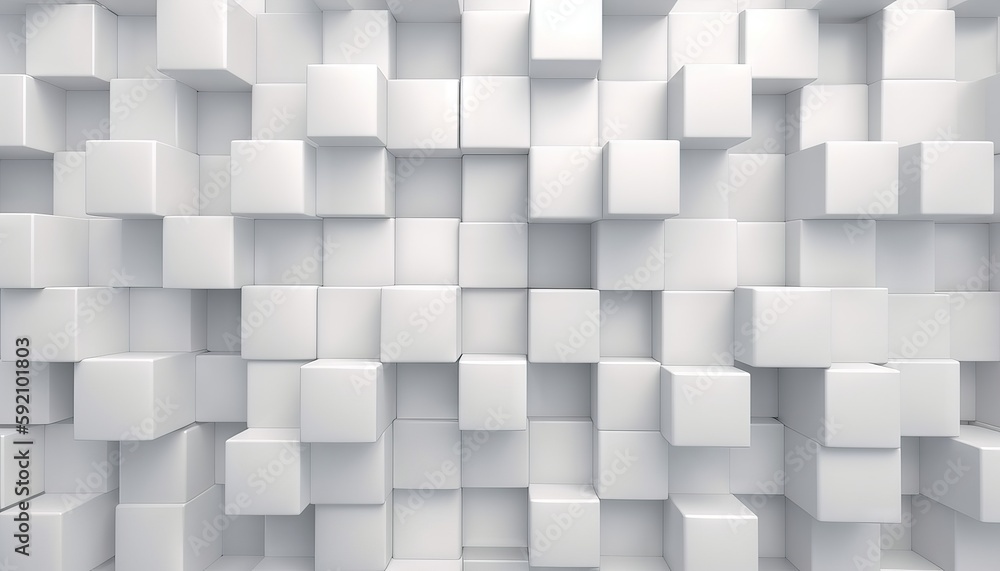 illustration of a white and grayish cubic construction block background. Generative ai illustration of a white and grayish cubic construction block background. Generative ai