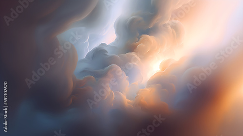 Dramatic clouds with ligtht behind  (Generative Ai)
