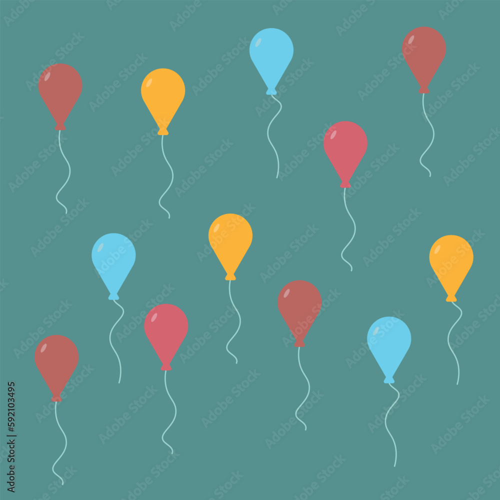 Illustration of professionally flying colored balloons