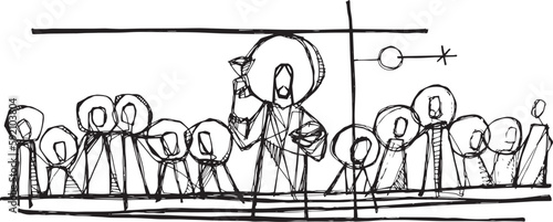 Hand drawn illustration of the last dinner