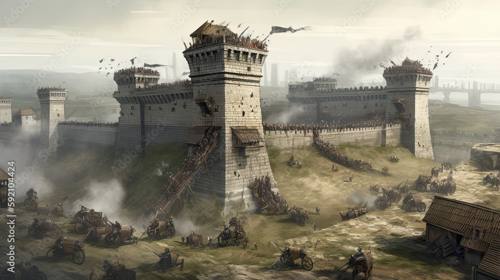 Medieval siege with battlefield scenario featuring generative ai Stock ...