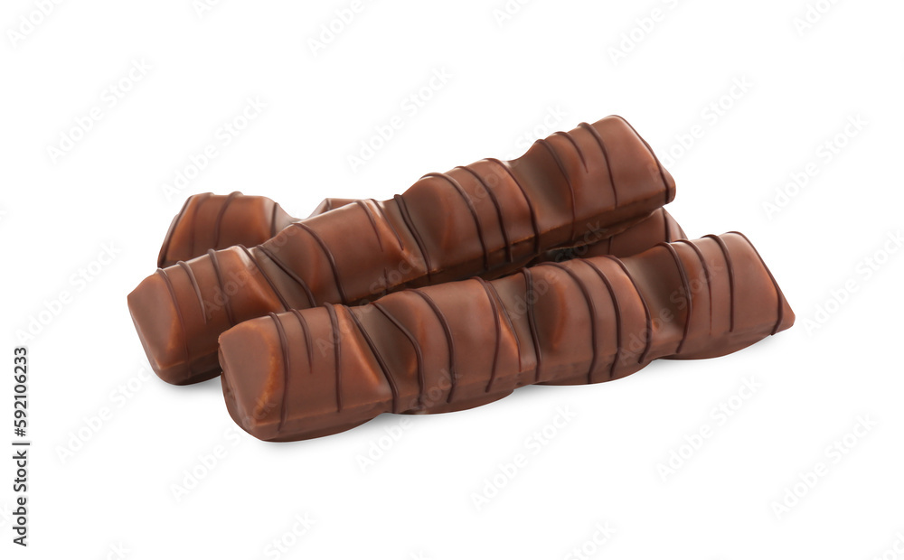 Three tasty chocolate bars on white background Three tasty chocolate bars on white background