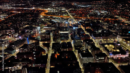 Photography Aerial view Nightscape of Belfast Skyline night Cityscape Northern Ireland
