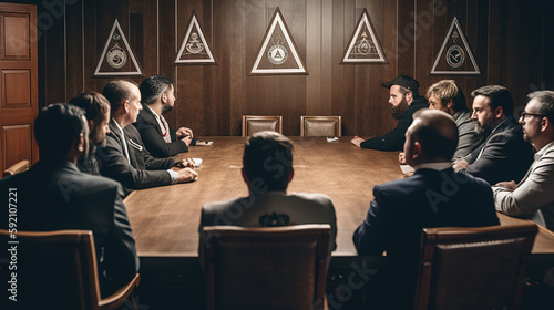 Conspiracy Theory, Illuminati Shadow Government. generative AI	
 photo