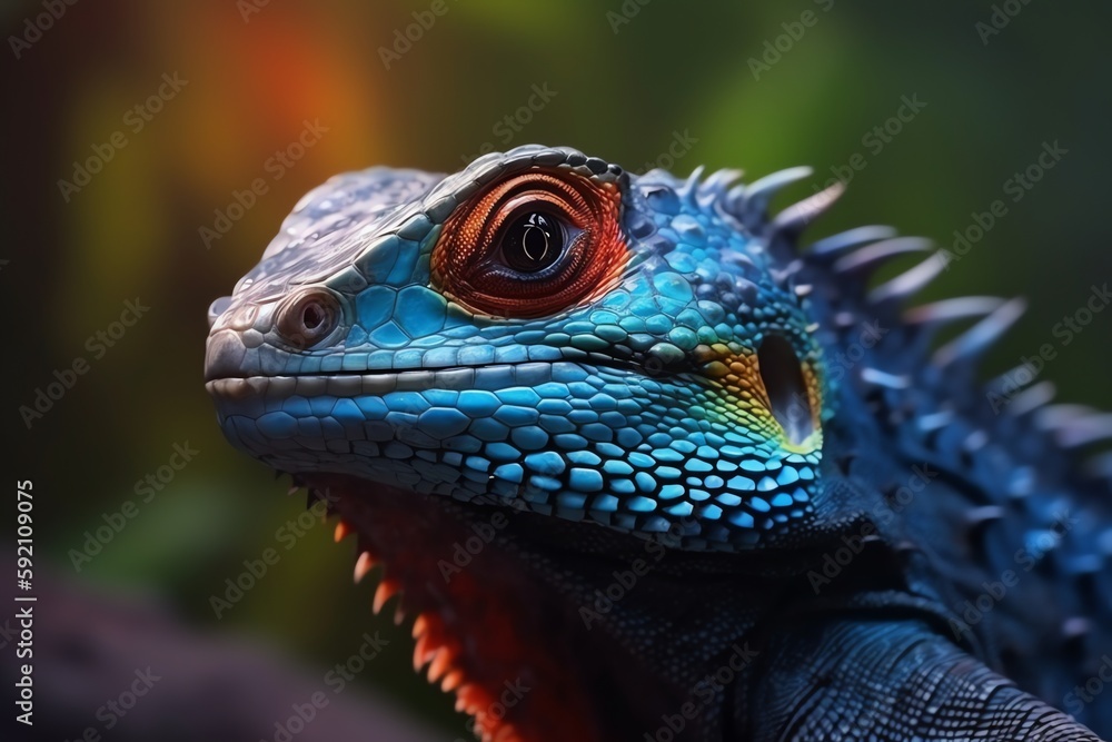 Obraz premium Close up photo of lizard, generative ai