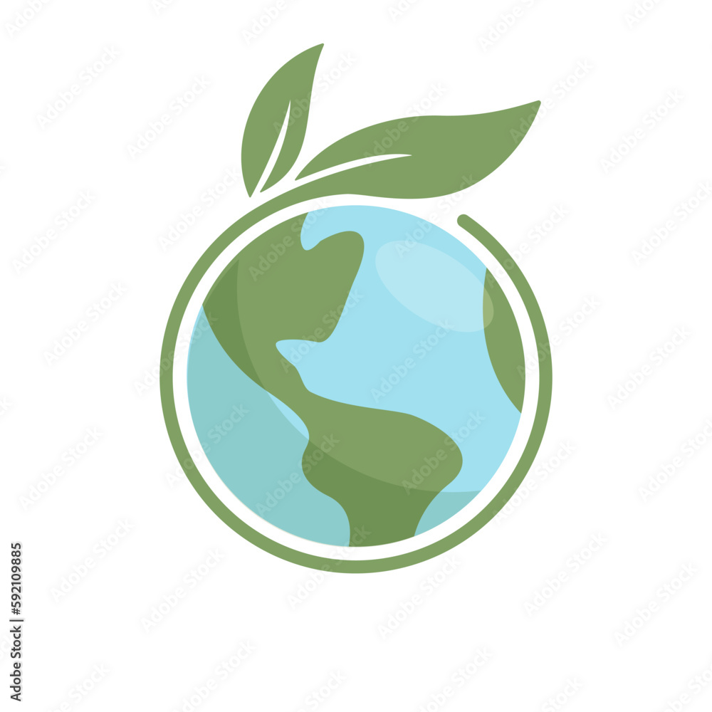 Planet earth icon with leaf protecting it. Save the world, eco-friendly symbol. Environmental conservation. Planet earth icon with leaf protecting it. Save the world, eco-friendly symbol. Environmental conservation.