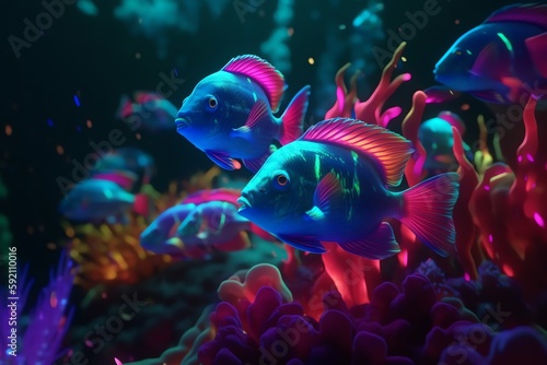 Colorful underwater world landscape generative ai © Outkast
