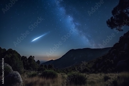 beautiful night sky on the hill