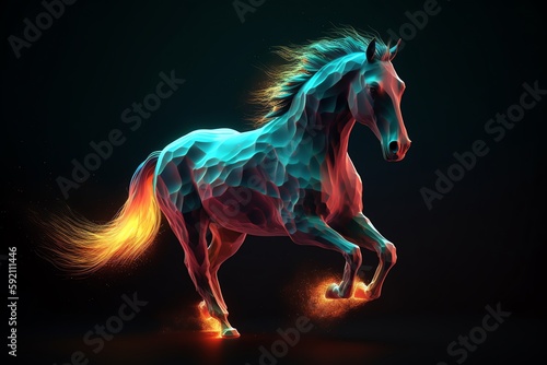 Colorful horse illustration generative ai