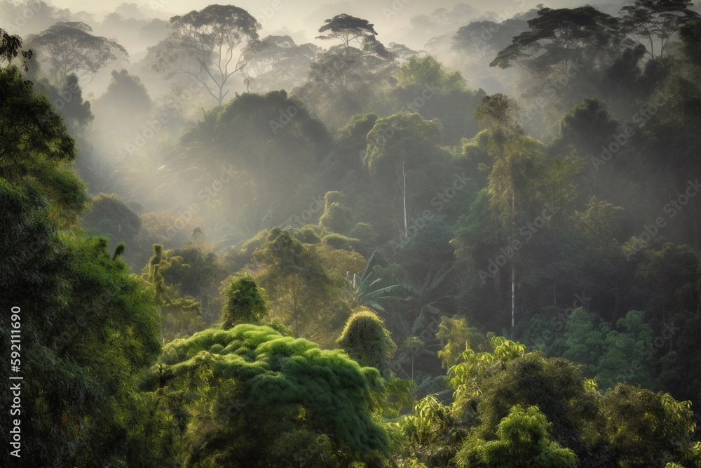 tropical rain forest in the morning tropical rain forest in the morning