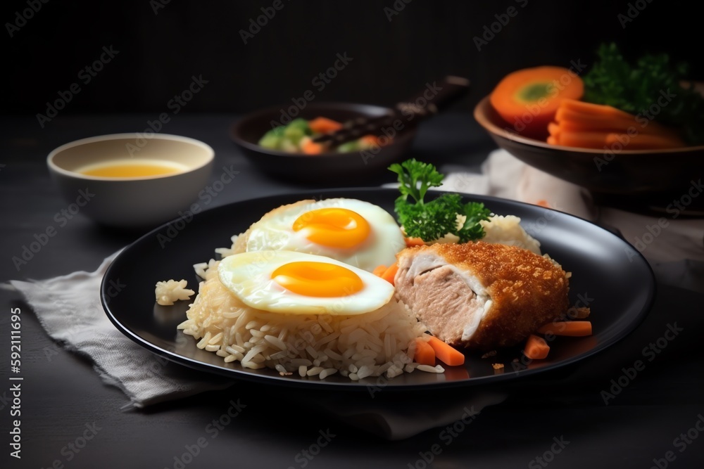 photo fried rice with fried egg generative ai photo fried rice with fried egg generative ai