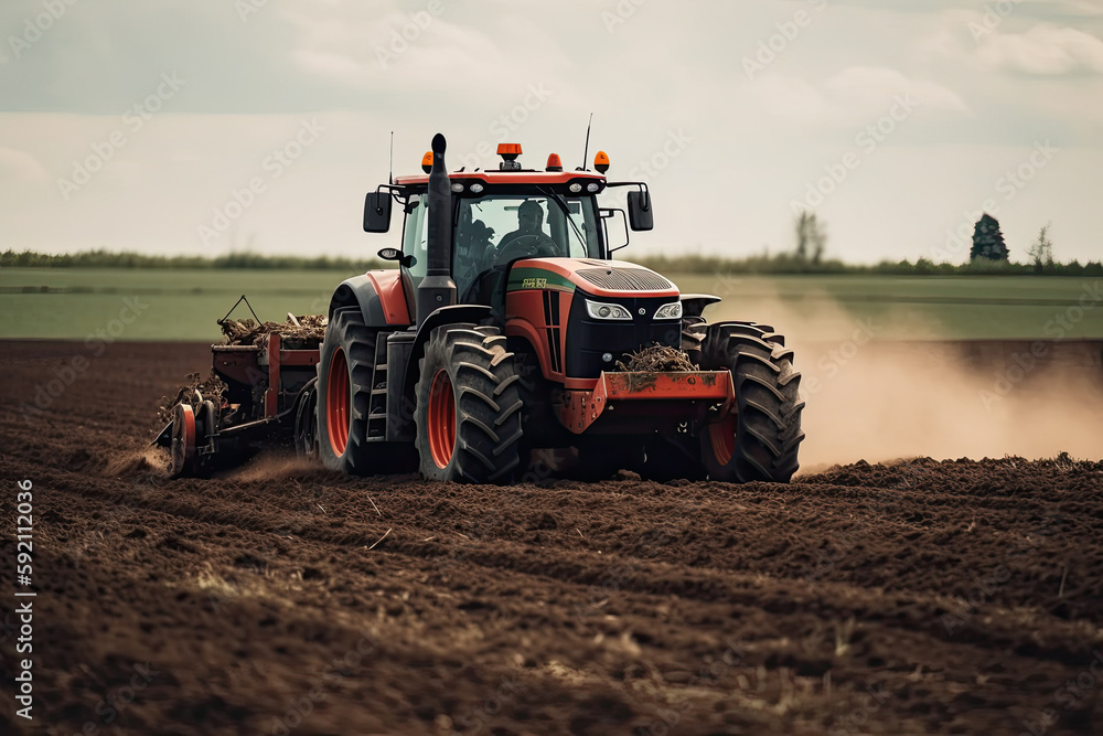 Fototapeta premium tractor in the field created with Generative AI technology