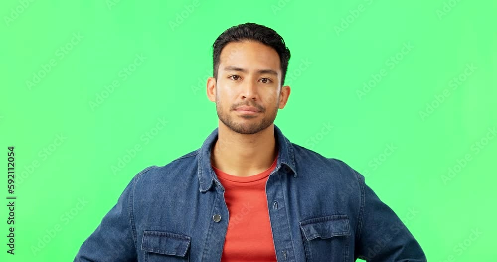 Man, portrait and green screen or unhappy and shaking head for bad rating, review or feedback. Face of asian male on studio background for no, disappointment and hopeless or rejection and opinion Man, portrait and green screen or unhappy and shaking head for bad rating, review or feedback. Face of asian male on studio background for no, disappointment and hopeless or rejection and opinion