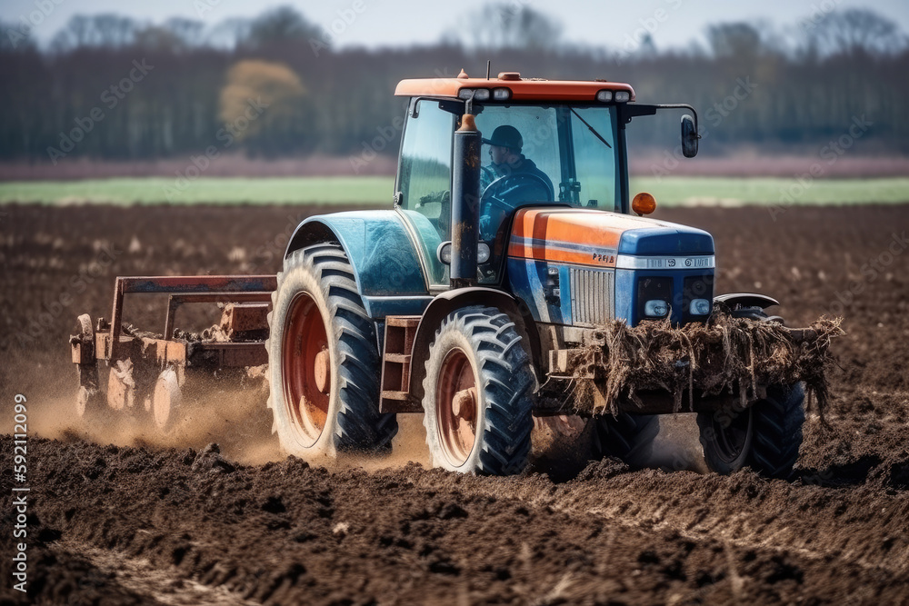 tractor in the field created with Generative AI technology tractor in the field created with Generative AI technology