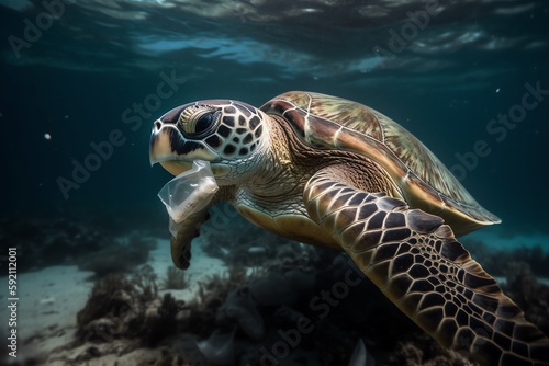turtles eating plastic waste generative ai © Outkast