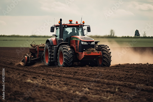 tractor in the field created with Generative AI technology