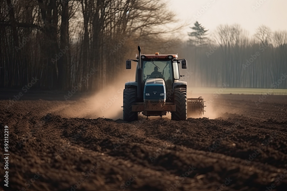 Fototapeta premium tractor in the field created with Generative AI technology