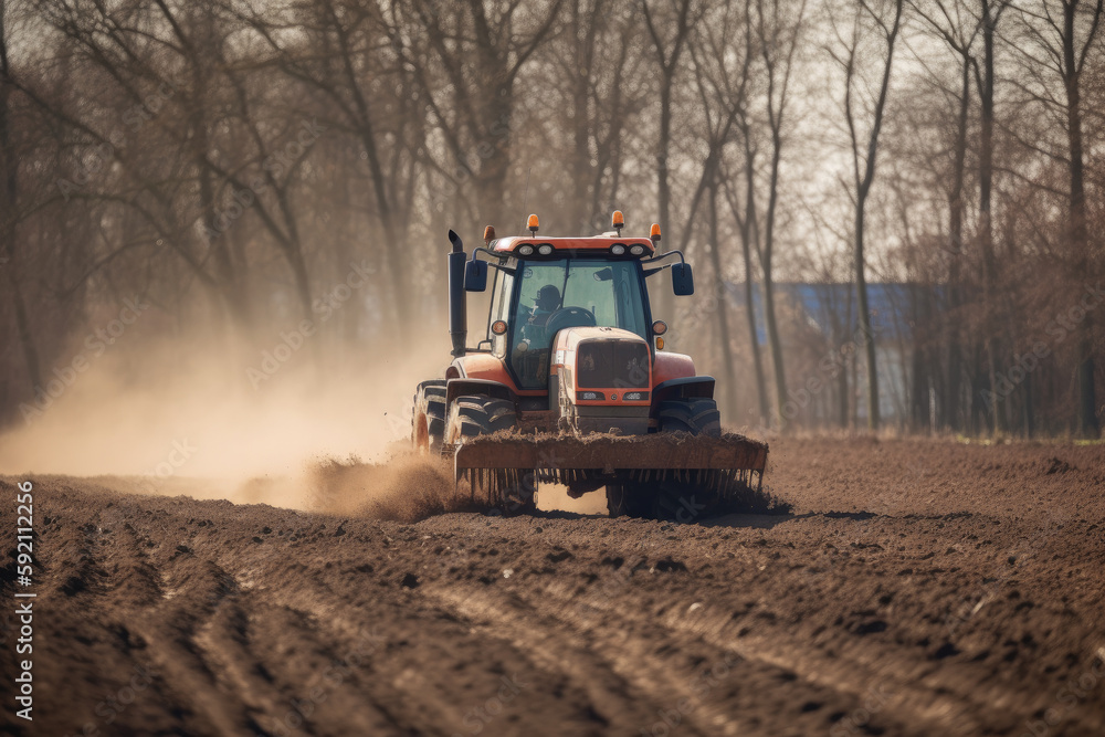 tractor in the field created with Generative AI technology tractor in the field created with Generative AI technology