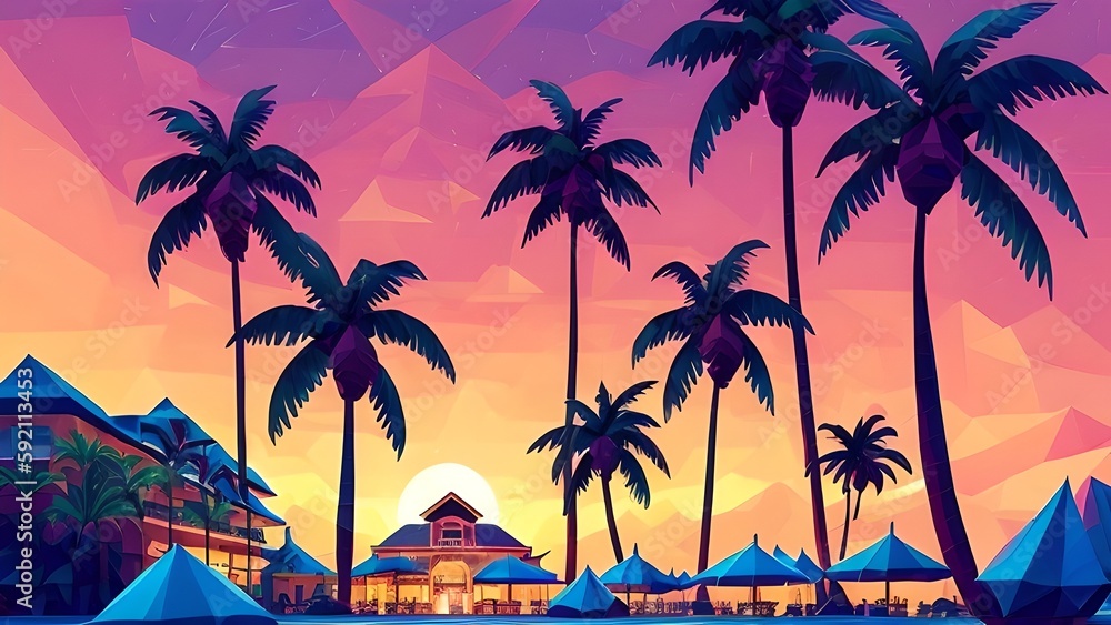Tropical resort, generative AI