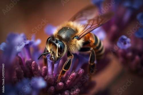 macro photo bee on a flower  © Tebha Workspace