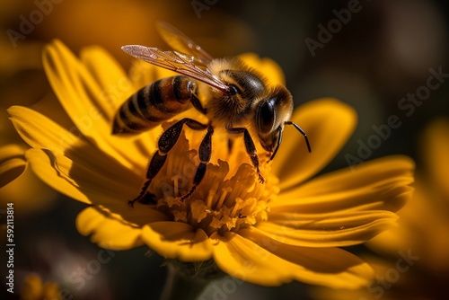 macro photo bee on a flower 