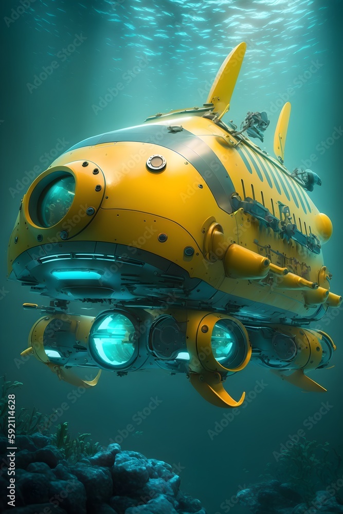 An autonomous underwater drone exploring the depths of the ocean An autonomous underwater drone exploring the depths of the ocean