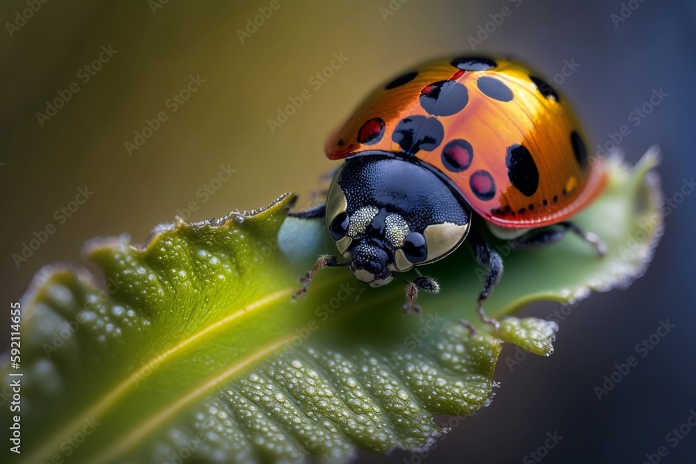 Macro photo of a ladybug on a floral