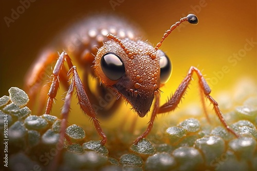 macro photo of ant with water drops © Tebha Workspace