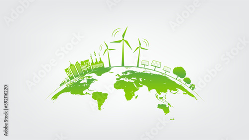 Green city, Earth day, World environment day and sustainable development concept, vector illustration