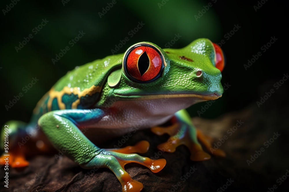 Fototapeta premium beautiful red eyed tree frog on a leaf