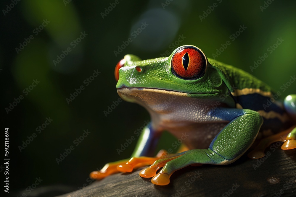 Fototapeta premium beautiful red eyed tree frog on a leaf
