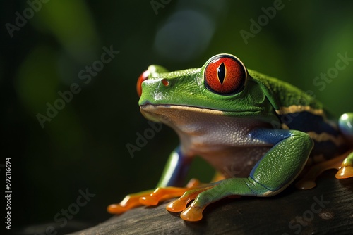 beautiful red eyed tree frog on a leaf