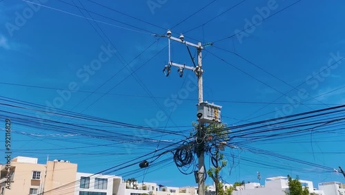 Absolute cable chaos on Thai power pole in Mexico.