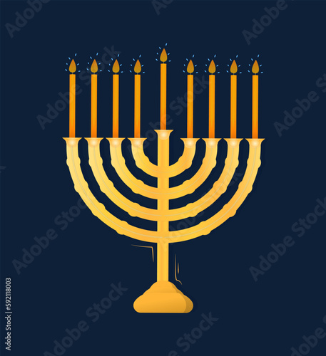 Hanukkah candles concept. Decoration and decor element. Sticker for social networks and messengers. Traditional Jewish religious holiday and festival, Judaism. Cartoon flat vector illustration