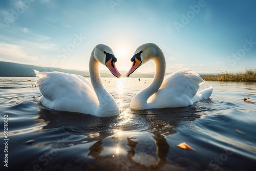 beautiful swans in the lake