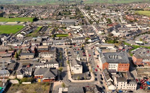 Aerial view of Ballyclare Town Centre Square Co Antrim Northern Ireland photo