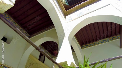 Arcades of the palace with a decoration of the Algerian zelidj photo