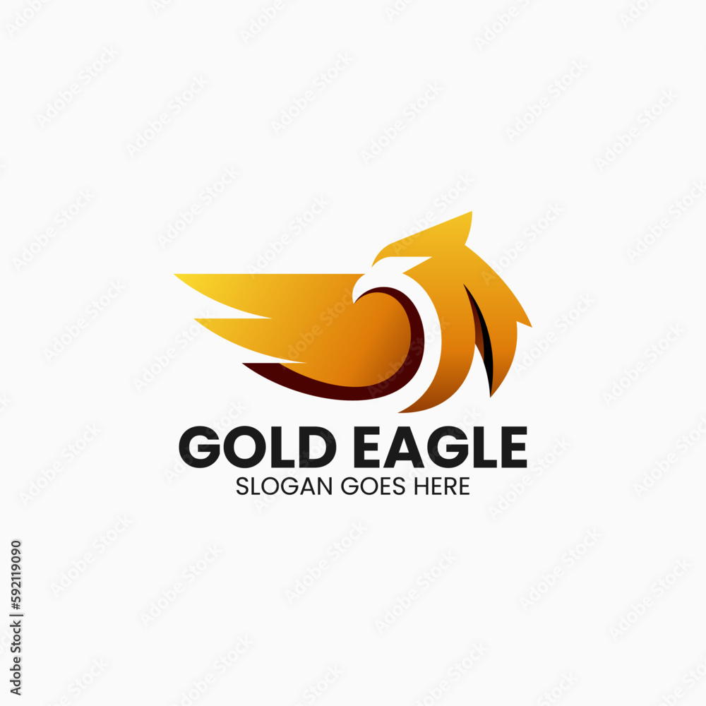 Obraz premium Vector Logo Illustration Gold Eagle Gradient Colorful Style