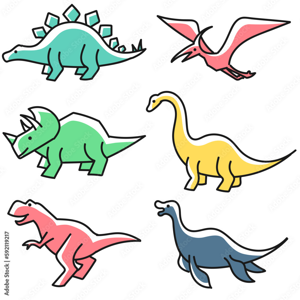 かわいい恐竜や翼竜や首長竜のセット