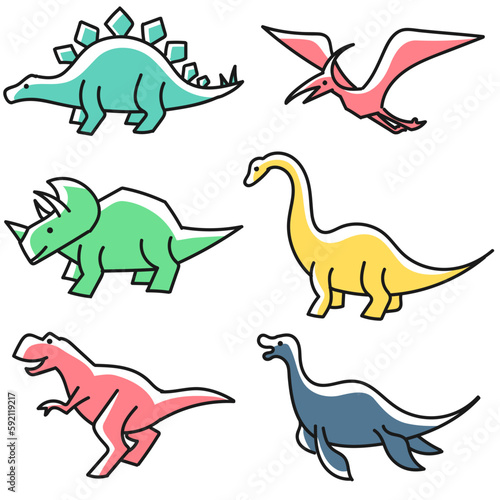 かわいい恐竜や翼竜や首長竜のセット © marunouchi