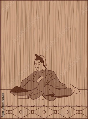 木彫り風百人一首　源兼昌