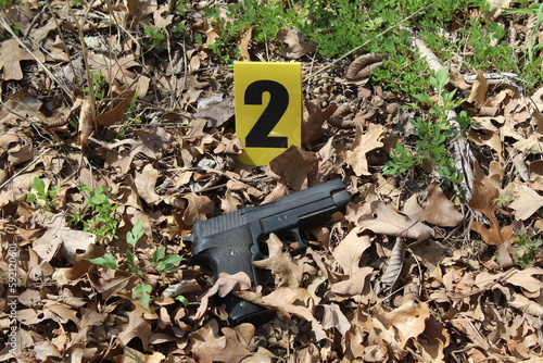 Wallpaper Mural Crime Scene Evidence Marker and Gun Torontodigital.ca