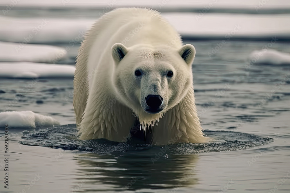Naklejka premium polar bear in the region at clima crisis created with Generative AI technology
