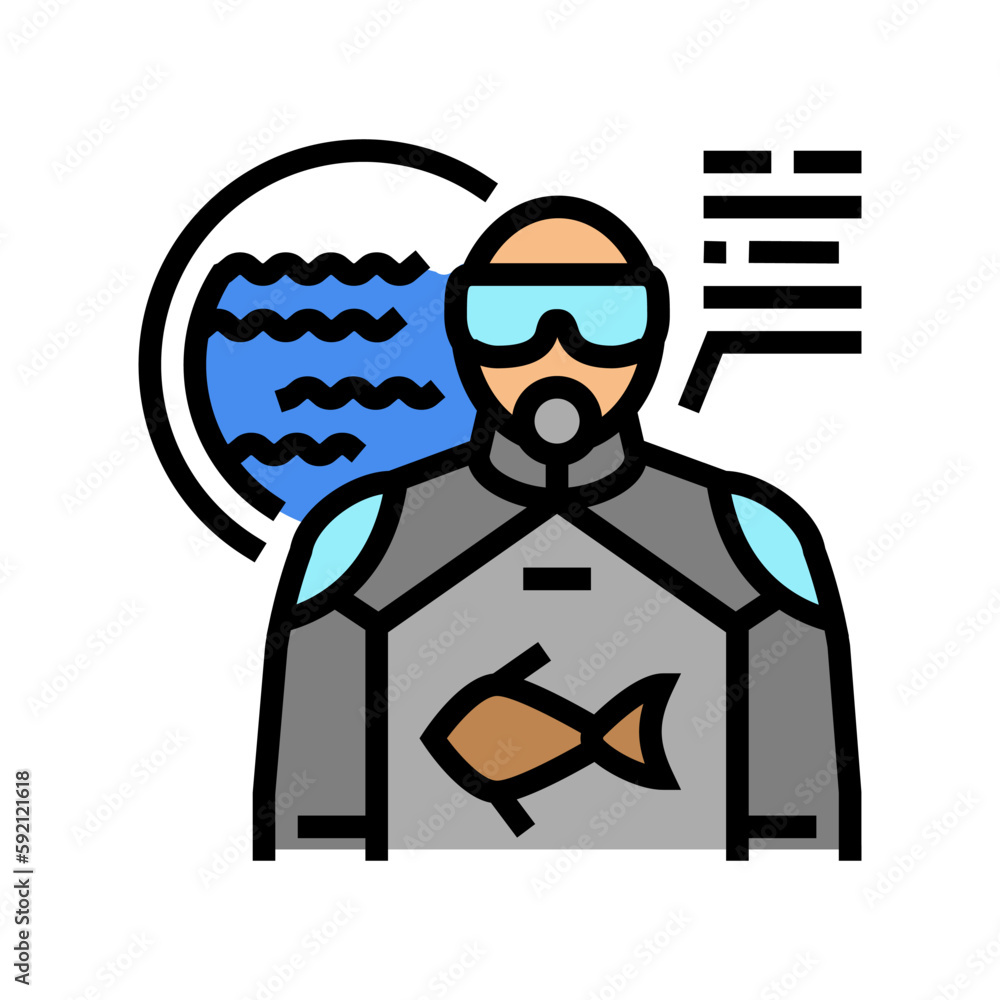 marine biologist worker color icon vector illustration