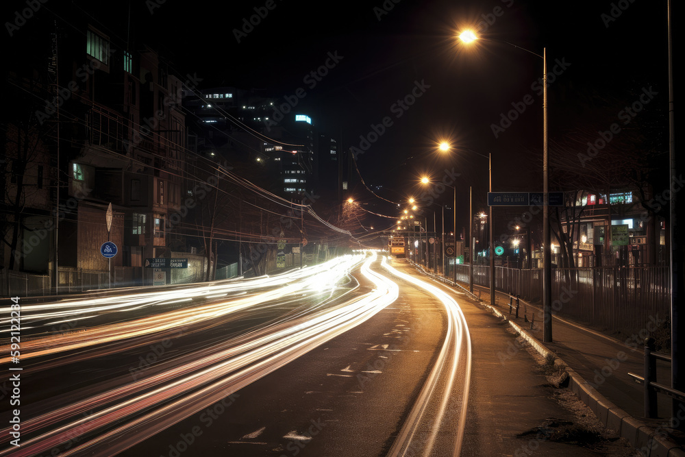 traffic at night created with Generative AI technology traffic at night created with Generative AI technology