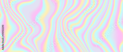 Holographic background. Rainbow gradient backdrop. Liquid metallic texture. Unicorn colors blurred backdrop. Iridescent hologram effect wallpaper for cover, poster, banner. Vector illustration